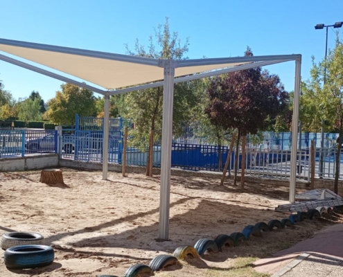 Proyecto de un módulo de sombra textil sobre un arenero en un parque de Daganzo (Madrid)